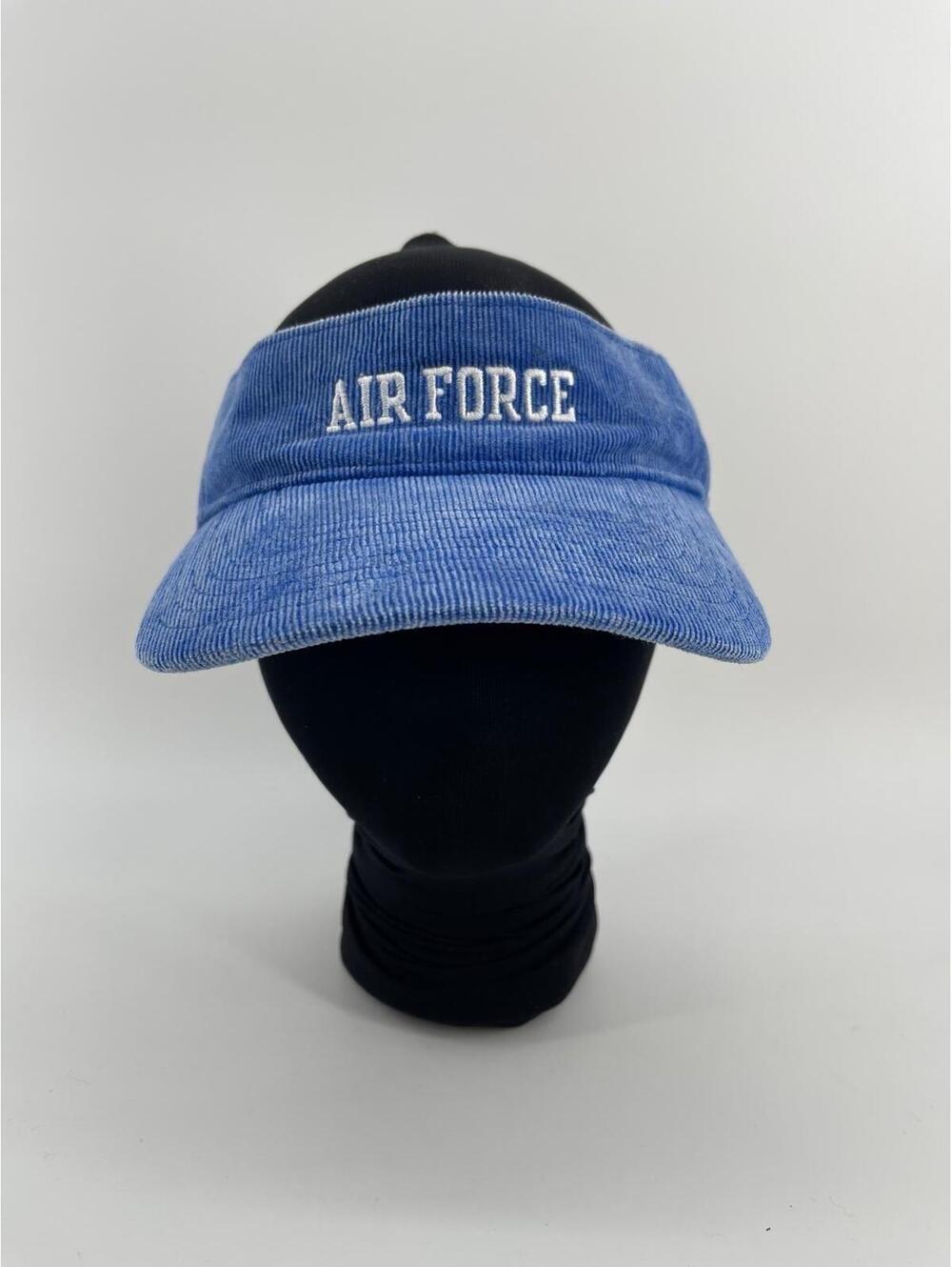 Y2K Nike Air Force Corduroy Visor Blue Adjustable Strap Hat Swoosh OSFA